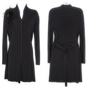 Venini Women Small Black Long Sleeve Button Cardigan Sweater Dress